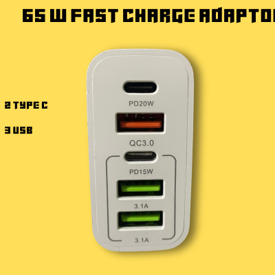 Universal 5-in-1 PD 65W Fast Charging Wall Socket Adapter